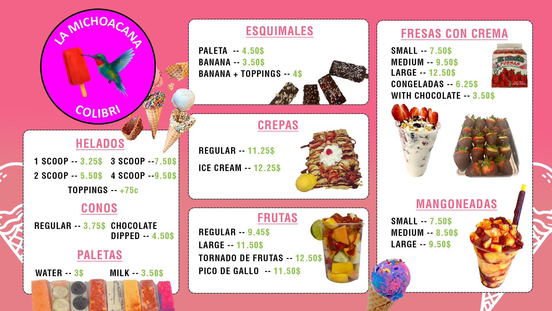 La Michoacana Menu